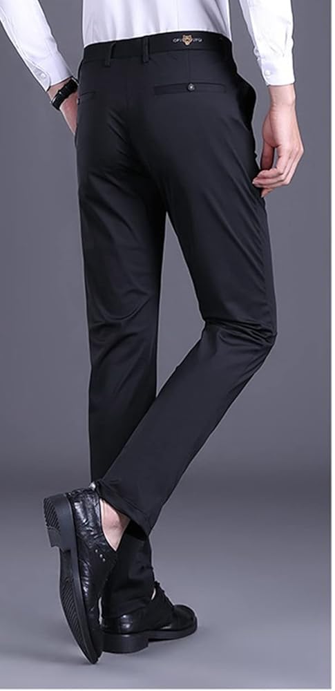 Men's Summer Slim Fit Suit Pants, Lightweight Non-Ironing